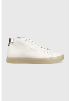 Calvin Klein Кожени маратонки Cupsole Unlined High Top в бяло - Pepit.bg