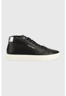 Calvin Klein Кожени маратонки Cupsole Unlined High Top в черно - Pepit.bg