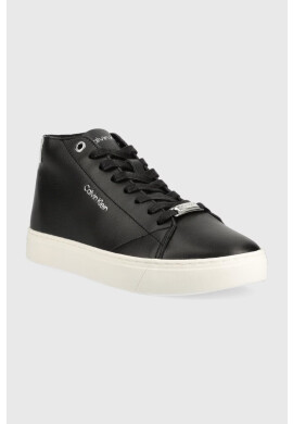 Calvin Klein Кожени маратонки Cupsole Unlined High Top в черно - Pepit.bg