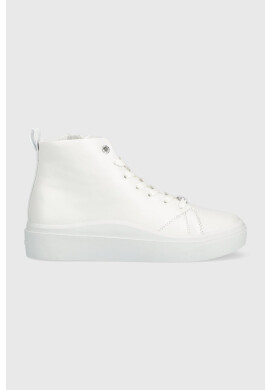 Calvin Klein Кожени маратонки Cupsole Wave High Top в бяло - Pepit.bg