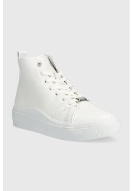 Calvin Klein Кожени маратонки Cupsole Wave High Top в бяло - Pepit.bg