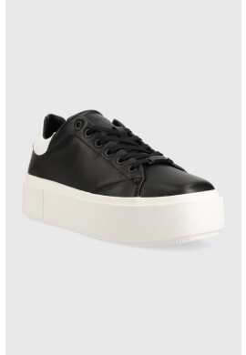 Calvin Klein Кожени маратонки SQUARED FLATFORM CUP в черно HW0HW01775 - Pepit.bg