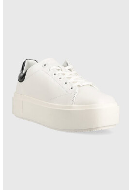 Calvin Klein Кожени маратонки SQUARED FLATFORM CUP в бяло HW0HW01775 - Pepit.bg