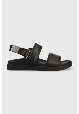 Calvin Klein Кожени сандали BACK STRAP SANDAL LTH в черно HM0HM00946 - Pepit.bg