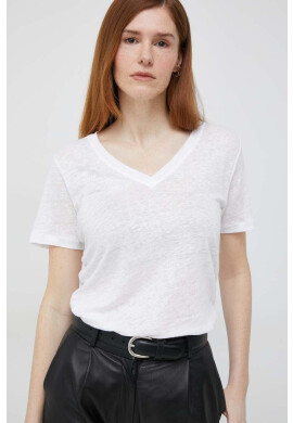 Calvin Klein Ленена тениска в бяло - Pepit.bg