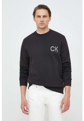 Calvin Klein Памучен суичър в черно с изчистен дизайн - Pepit.bg