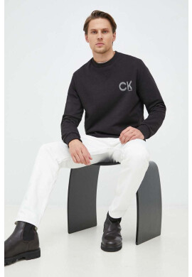 Calvin Klein Памучен суичър в черно с изчистен дизайн - Pepit.bg