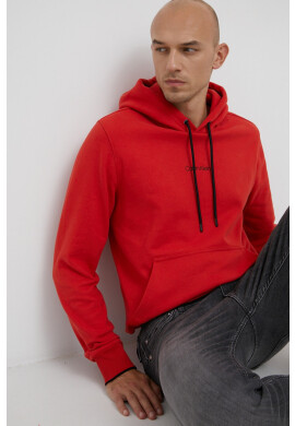 Calvin Klein Памучен суичър мъжки в червено с принт - Pepit.bg