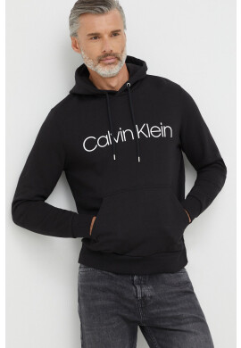 Calvin Klein Памучен суичър мъжки в черно с принт - Pepit.bg