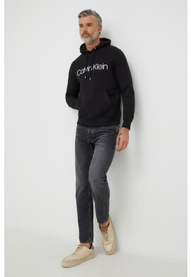 Calvin Klein Памучен суичър мъжки в черно с принт - Pepit.bg