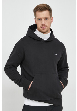 Calvin Klein Памучен суичър в черно с качулка с изчистен дизайн - Pepit.bg