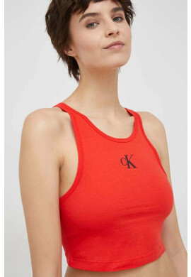 Calvin Klein Памучен топ в червено - Pepit.bg