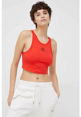 Calvin Klein Памучен топ в червено - Pepit.bg
