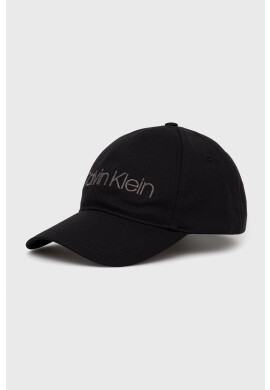 Calvin Klein Памучна шапка в черно с апликация - Pepit.bg