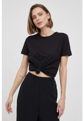 Calvin Klein Памучна тениска в черно - Pepit.bg