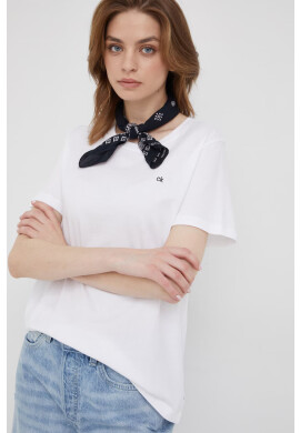 Calvin Klein Памучна тениска в бяло - Pepit.bg