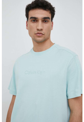 Calvin Klein Памучна тениска в зелено с апликация - Pepit.bg