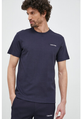 Calvin Klein Памучна тениска в тъмносиньо с изчистен дизайн - Pepit.bg