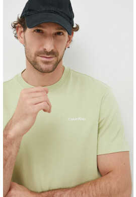 Calvin Klein Памучна тениска в зелено с изчистен дизайн - Pepit.bg