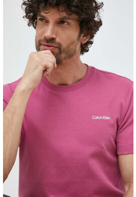Calvin Klein Памучна тениска в лилаво с изчистен дизайн - Pepit.bg