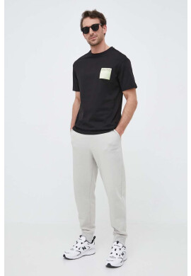 Calvin Klein Памучна тениска в черно с принт - Pepit.bg