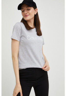 Calvin Klein Памучна тениска в сиво - Pepit.bg