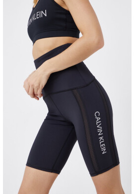 Calvin Klein Performance Къс панталон дамски в черно с изчистен дизайн с висока талия - Pepit.bg