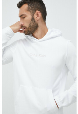 Calvin Klein Performance Спортен суичър Essentials в бяло с качулка с изчистен дизайн - Pepit.bg