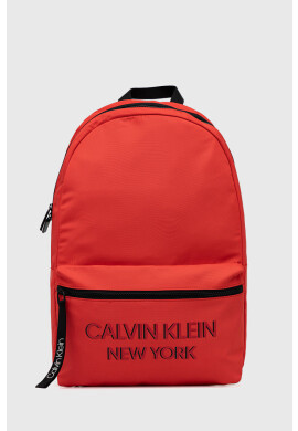 Calvin Klein Раница мъжка в червено голям размер с апликация - Pepit.bg