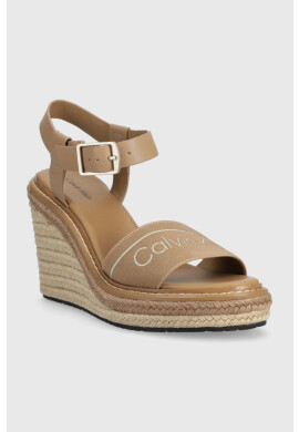 Calvin Klein Сандали WEDGE 70HH - HE в бежово със скосена платформа HW0HW01499 - Pepit.bg