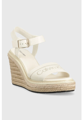 Calvin Klein Сандали WEDGE 70HH - HE в бяло със скосена платформа HW0HW01499 - Pepit.bg