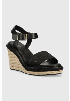 Calvin Klein Сандали WEDGE 70HH - HE в черно със скосена платформа HW0HW01499 - Pepit.bg