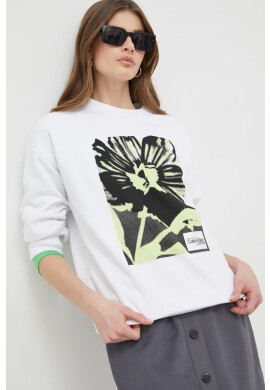 Calvin Klein Суичър в бяло с принт - Pepit.bg