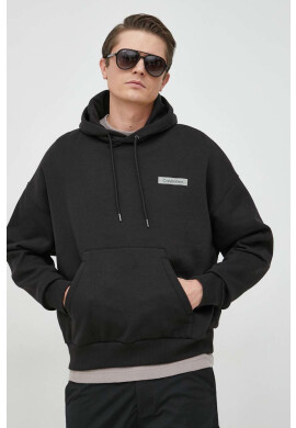 Calvin Klein Суичър в черно с качулка с принт - Pepit.bg