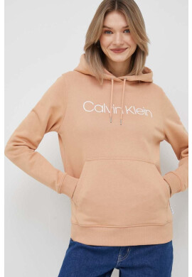 Calvin Klein Суичър в оранжево с качулка с принт - Pepit.bg
