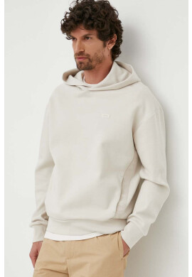 Calvin Klein Суичър в бежово с качулка с апликация - Pepit.bg