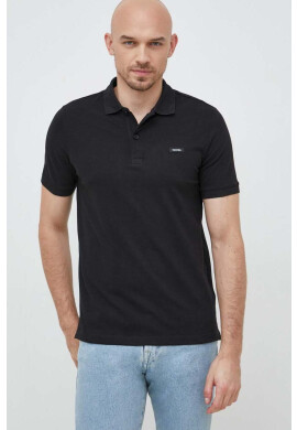 Calvin Klein Тениска с яка в черно с изчистен дизайн - Pepit.bg