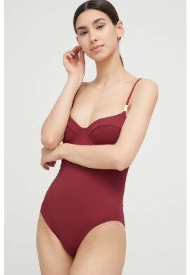 Calvin Klein Цял бански в бордо с мека чашка - Pepit.bg