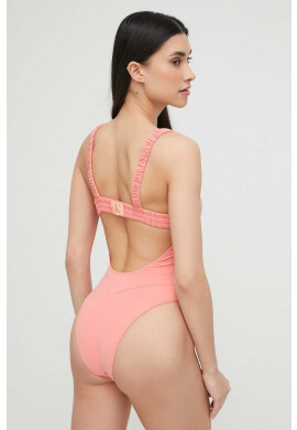 Calvin Klein Цял бански в оранжево с леко подплатена чашка - Pepit.bg