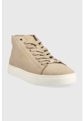 Calvin Klein Велурени маратонки Cupsole Unlined High Top в бежово - Pepit.bg