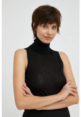 Calvin Klein Вълнен елек в черно с поло - Pepit.bg