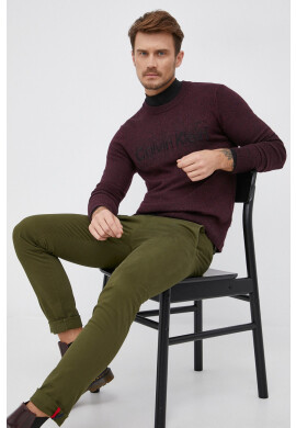 Calvin Klein Вълнен пуловер мъжки в бордо - Pepit.bg