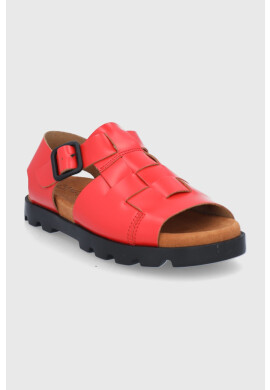 Camper Кожени сандали Brutus Sandal дамски в червено с платформа - Pepit.bg