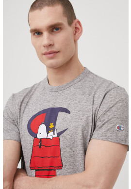 Champion Памучна тениска 217808 в сиво с принт - Pepit.bg