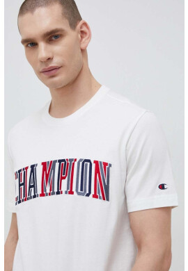 Champion Памучна тениска в бяло с десен - Pepit.bg