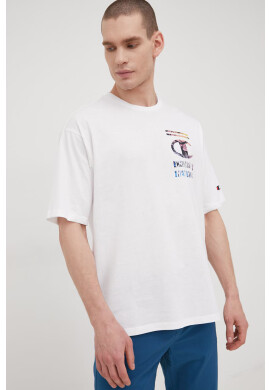 Champion Памучна тениска 217270 в бяло с принт - Pepit.bg