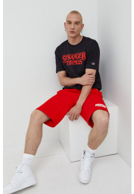Champion Памучна тениска Xstranger Things в черно с принт - Pepit.bg