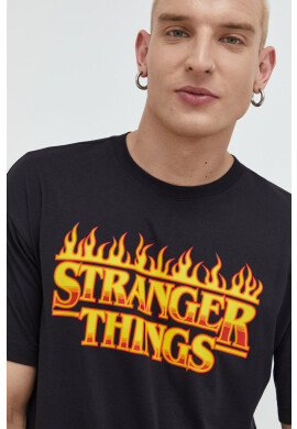 Champion Памучна тениска Xstranger Things в черно с принт - Pepit.bg