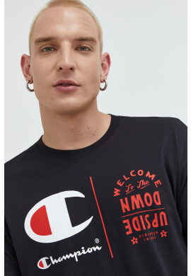 Champion Памучна тениска Xstranger Things в черно с принт - Pepit.bg