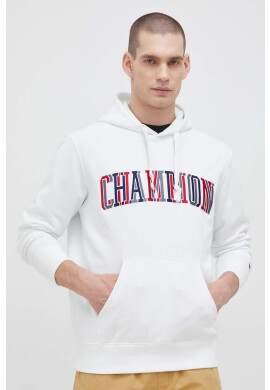 Champion Суичър в бяло с качулка с десен - Pepit.bg